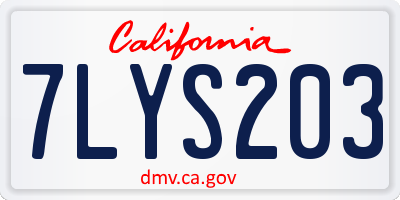 CA license plate 7LYS203