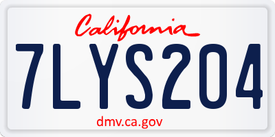 CA license plate 7LYS204