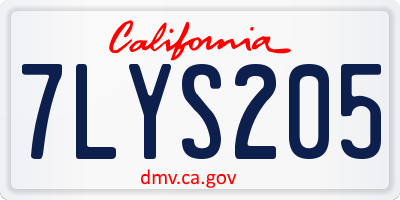 CA license plate 7LYS205