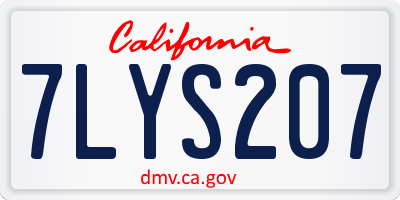 CA license plate 7LYS207