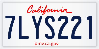 CA license plate 7LYS221