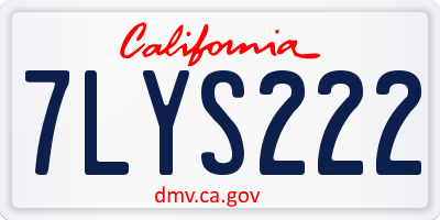 CA license plate 7LYS222