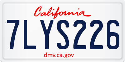 CA license plate 7LYS226