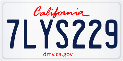 CA license plate 7LYS229