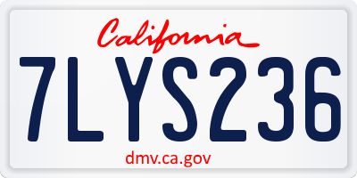 CA license plate 7LYS236