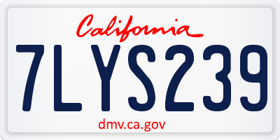 CA license plate 7LYS239