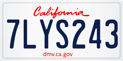 CA license plate 7LYS243