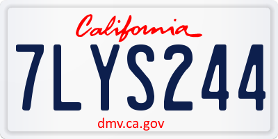 CA license plate 7LYS244