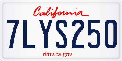 CA license plate 7LYS250