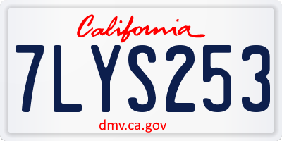 CA license plate 7LYS253