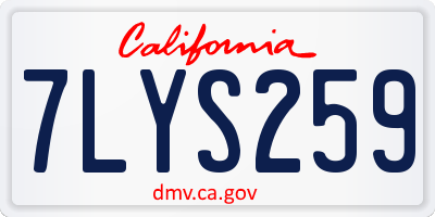 CA license plate 7LYS259