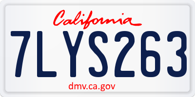 CA license plate 7LYS263