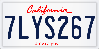 CA license plate 7LYS267