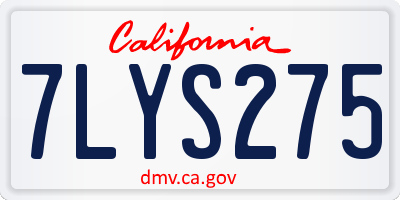 CA license plate 7LYS275