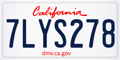 CA license plate 7LYS278