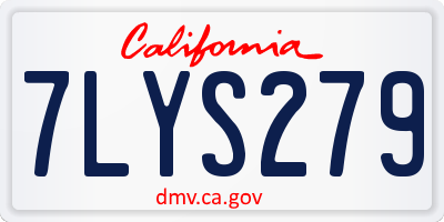 CA license plate 7LYS279