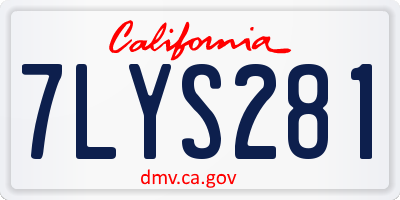CA license plate 7LYS281