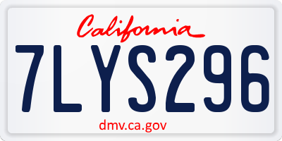 CA license plate 7LYS296