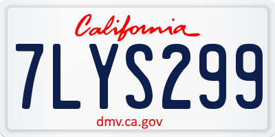 CA license plate 7LYS299