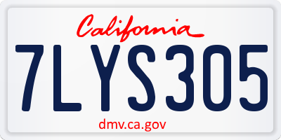 CA license plate 7LYS305