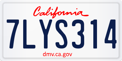 CA license plate 7LYS314