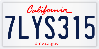 CA license plate 7LYS315