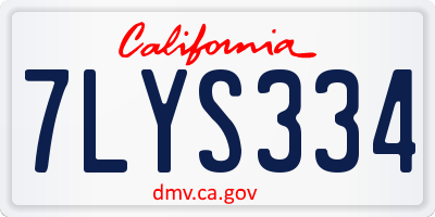 CA license plate 7LYS334