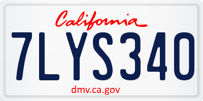 CA license plate 7LYS340