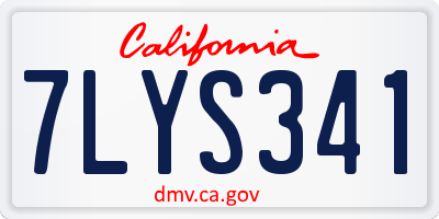 CA license plate 7LYS341