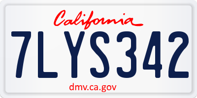 CA license plate 7LYS342