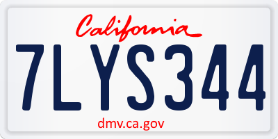 CA license plate 7LYS344