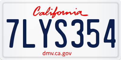 CA license plate 7LYS354