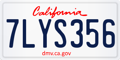 CA license plate 7LYS356