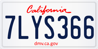CA license plate 7LYS366