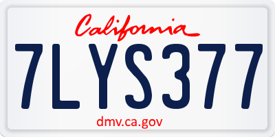 CA license plate 7LYS377