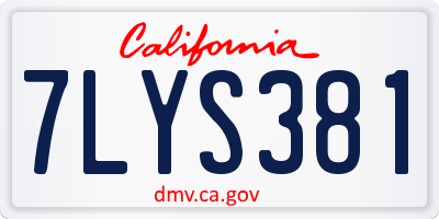 CA license plate 7LYS381