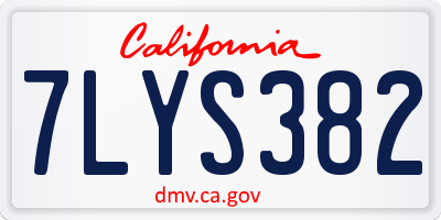 CA license plate 7LYS382