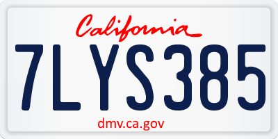 CA license plate 7LYS385