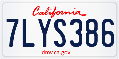 CA license plate 7LYS386