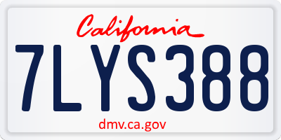 CA license plate 7LYS388