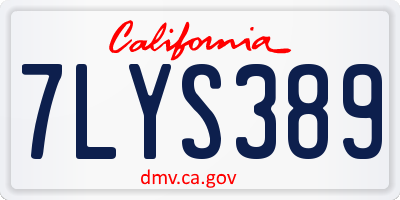 CA license plate 7LYS389