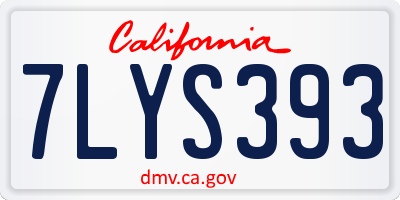 CA license plate 7LYS393