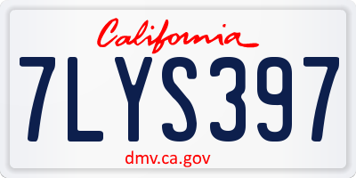 CA license plate 7LYS397