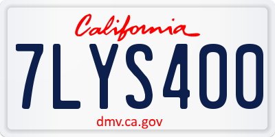 CA license plate 7LYS400
