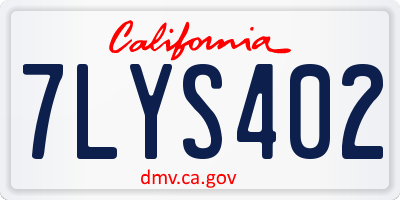 CA license plate 7LYS402