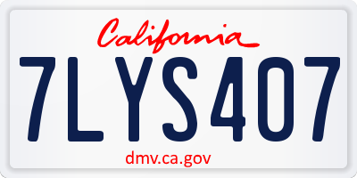 CA license plate 7LYS407