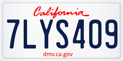 CA license plate 7LYS409