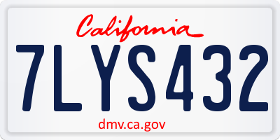 CA license plate 7LYS432
