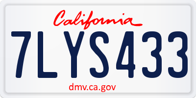 CA license plate 7LYS433