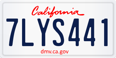 CA license plate 7LYS441